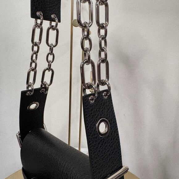 ACNE STUDIOS Musubi Leather Black Shoulder Bag New Chain Link Hardware NEW - Picture 3 of 9